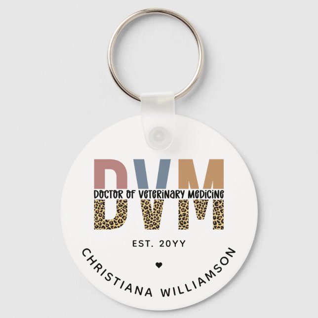 Custom DVM Doctor of Veterinary Medicine Gifts Key Ring (Front)