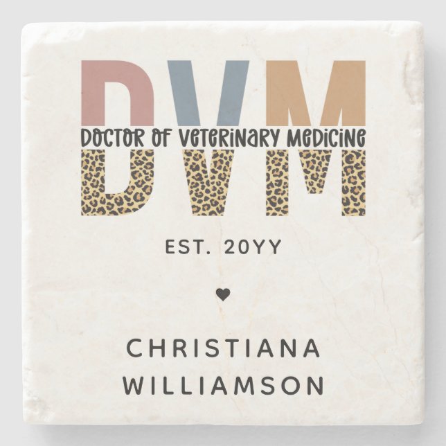 Custom DVM Doctor of Veterinary Medicine Gifts Stone Coaster (Front)