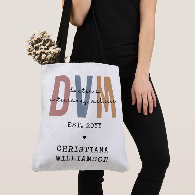 Custom DVM Doctor of Veterinary Medicine Gifts Tote Bag (Close Up)