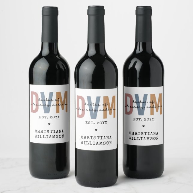 Custom DVM Doctor of Veterinary Medicine Gifts Wine Label (Bottles)