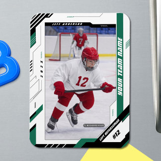 Custom Dynamic Green Ice Hockey Player Magnet