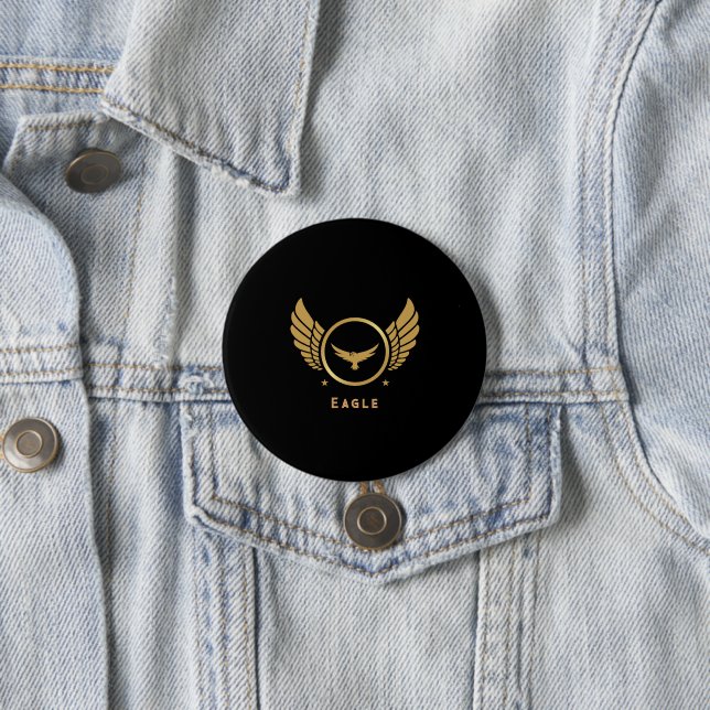 Custom Eagle Image and Text three inch Large 7.5 Cm Round Badge (In Situ)
