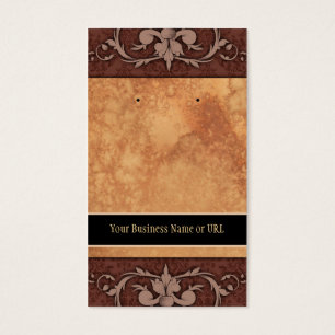 Custom Earring Cards Brown Vintage Damask