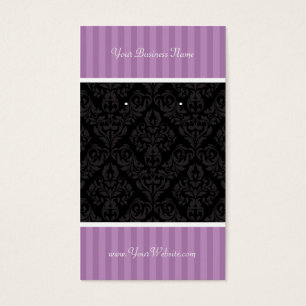 Custom Earring Cards Lavender Black Damask Stripes