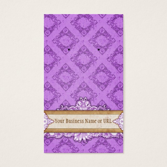 Custom Earring Cards Purple Vintage Display Cards (Front)