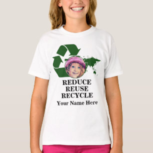 Custom earth day photo reduce reuse recycle planet T-Shirt