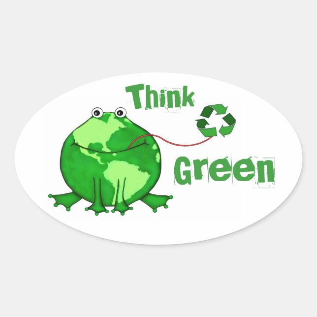 Custom Earth Day / Think Green Frog Stickers (Front)