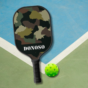 Custom Earth Tones Camo   Green Brown Camouflage Pickleball Paddle