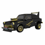 Custom East German Trabant Photo Sculpture Magnet<br><div class="desc">A humourous, computer-generated, black and gold, image of a customised East German Trabant automobile. The customised vehicle's nickname, "Trabasaurus rex, " appears on the door. The vehicle bears an Idaho license plate reading "TRABI REX" as it was customised by mythical Warsaw Pact Wonder Wheels (Custom Commie Cars) in Sandpoint. The...</div>