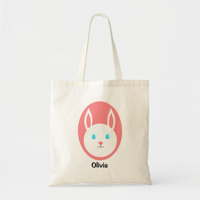 Custom Easter Bunny Tote with Pink (Front)