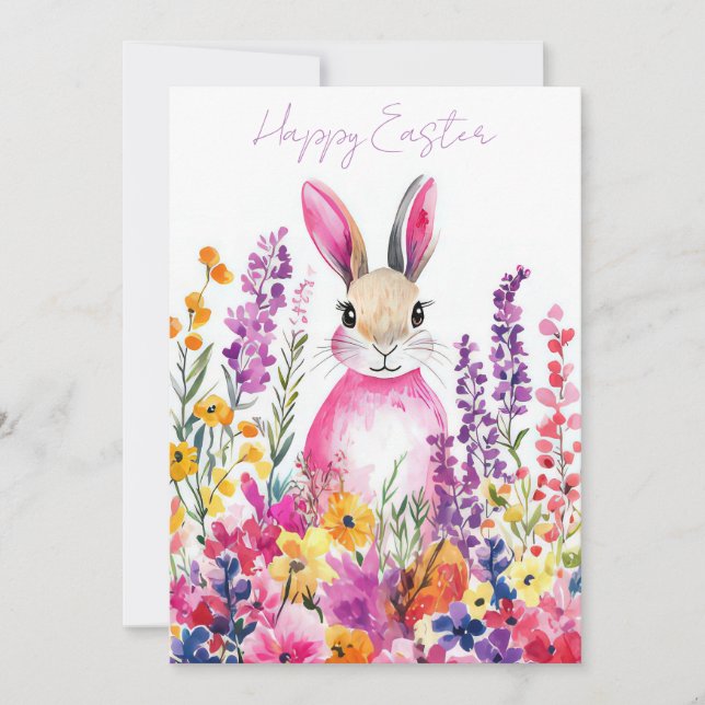 Custom Easter Card with Easter Eggs and Bunny (Front)