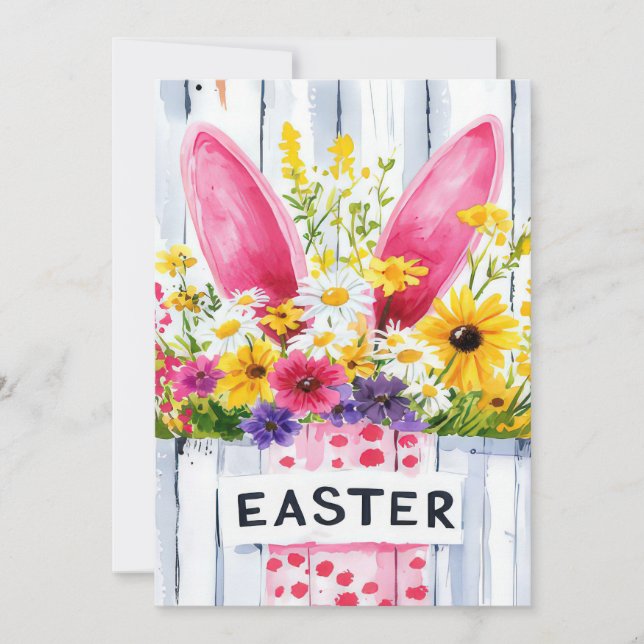 Custom Easter Card with Easter Eggs and Bunny (Front)