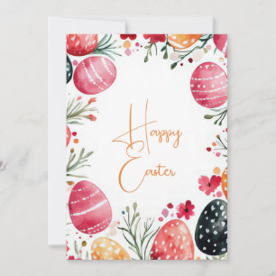 Custom Easter Card with Easter Eggs and Flowers