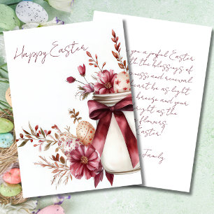 Custom Easter Card with Easter Eggs and Flowers