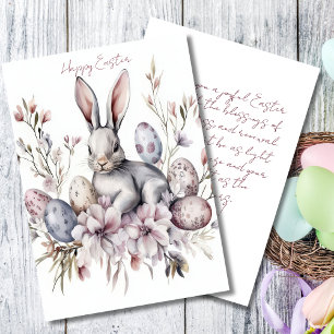 Custom Easter Card with Easter Eggs and Flowers