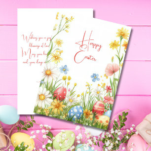 Custom Easter Card with Easter Eggs and Flowers