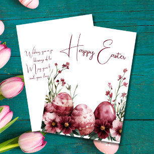 Custom Easter Card with Easter Eggs and Flowers