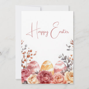 Custom Easter Card with Easter Eggs and Flowers