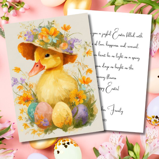 Custom Easter Card with Flowers and a Duckling (Creator Uploaded)