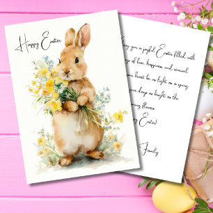 Custom Easter Card with Flowers and Easter Bunny