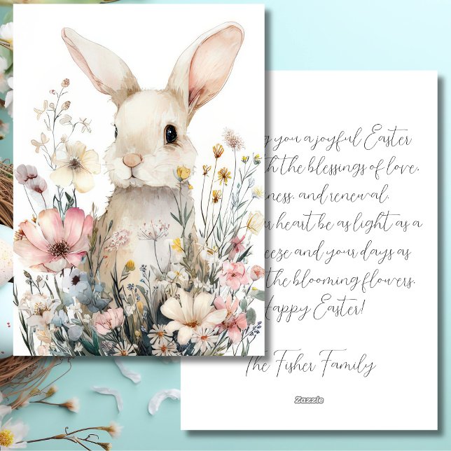 Custom Easter Card with Flowers and Easter Bunny (Creator Uploaded)