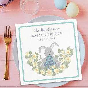 Custom Easter Egg Hunt Spring Brunch Bunny Floral Napkin