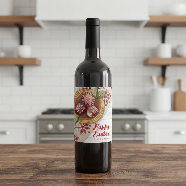 Custom Easter Egg Wine Label with Family Name (Creator Uploaded)