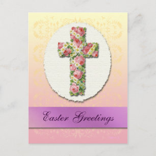 Custom Easter Floral Cross Postcard