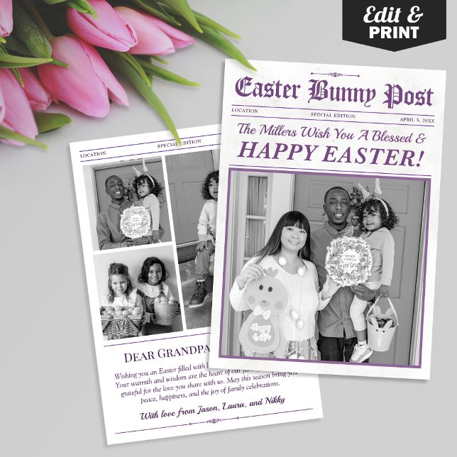 Custom Easter Greeting Card, Easter Newspaper Card (Custom Easter Greeting Card, Easter Newspaper Card with Photo)