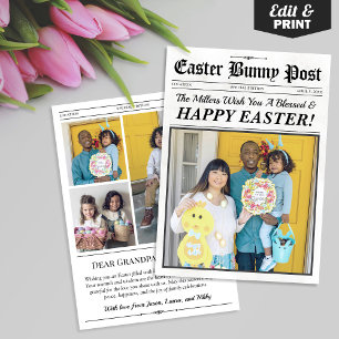 Custom Easter Greeting Card, Easter Newspaper Card