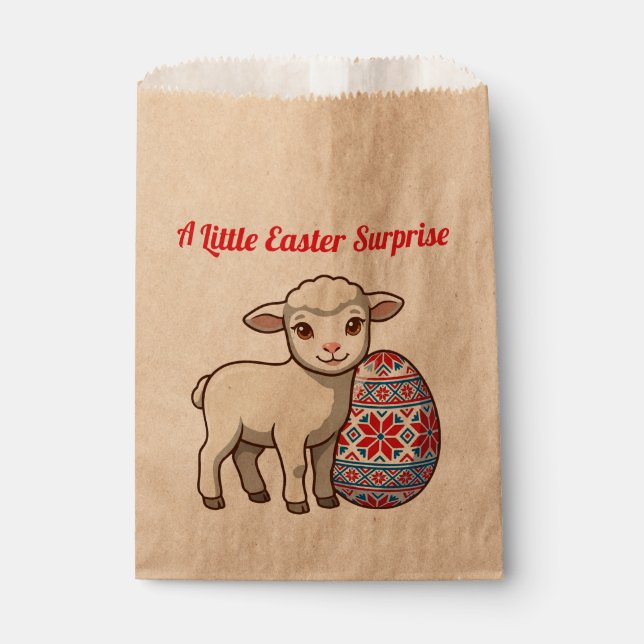 Custom Easter Lamb Favour Bag - Retro Glossy Style (Front)