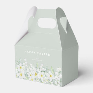 Custom Easter Message White Floral Border Favour Box