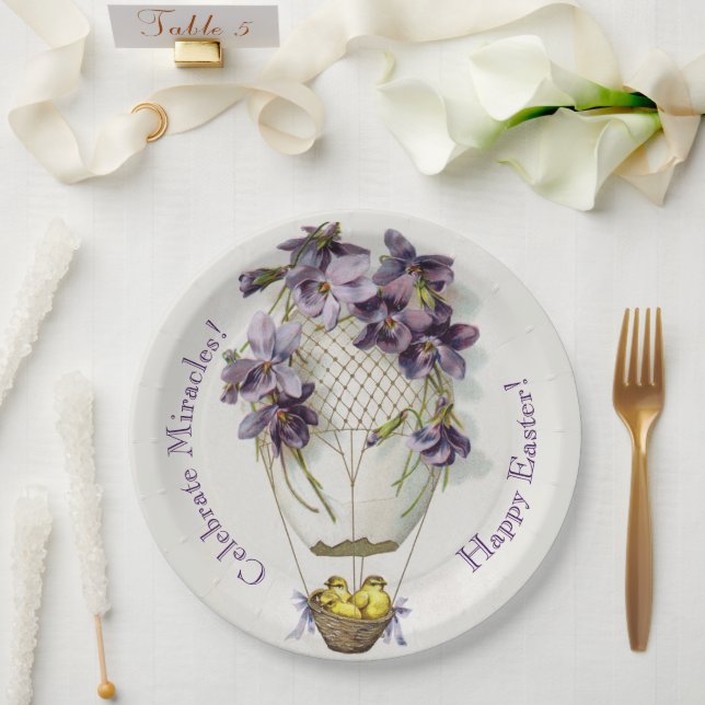 Custom Easter Paper Plates | Cute Lilies Balloon (Wedding)
