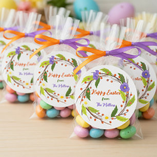 Custom Easter Wreath Sticker with Family Name