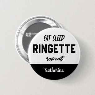 Custom Eat Sleep Ringette Repeat Ringette Player 6 Cm Round Badge