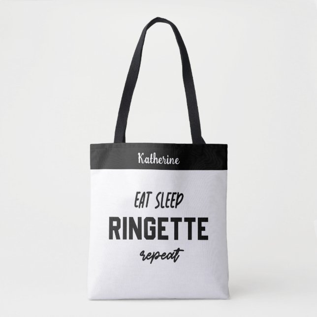 Custom Eat Sleep Ringette Repeat Ringette Player Tote Bag (Front)