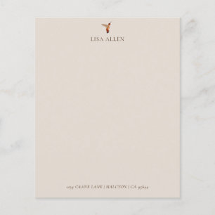 Custom Ecru Allen's Hummingbird Stationery Paper