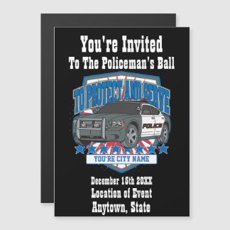 Custom Editable Any City or State Name Police Car Magnetic Invitation