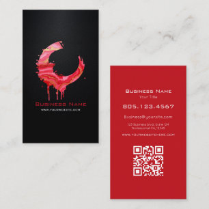 Custom Editable Black Carbon Red Marble & Gold Business Card