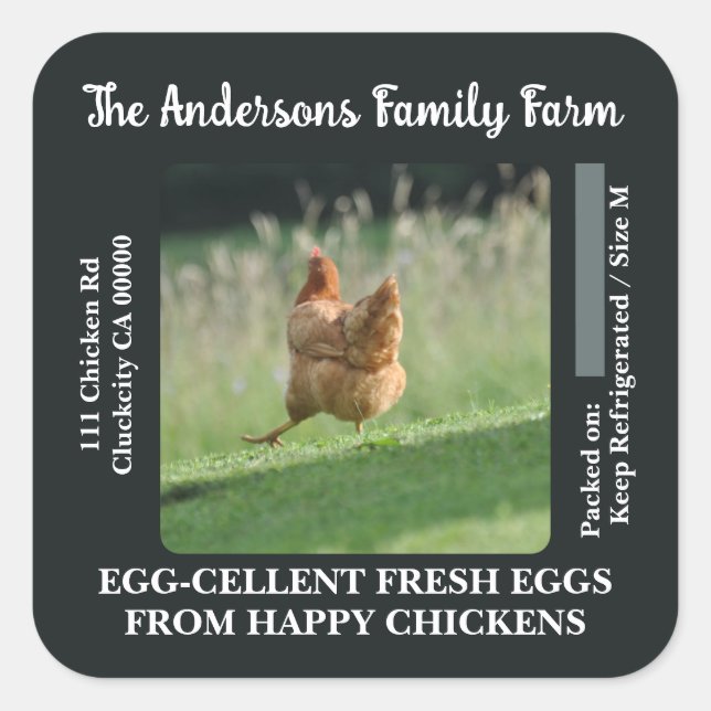 Custom Egg Carton Labels Chicken Photo Template  (Front)