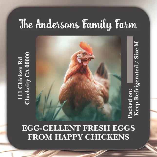 Custom Egg Carton Labels Chicken Photo Template | Zazzle