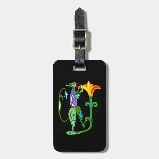 Custom Egyptian Art With Lotus Flower Luggage Tag (Front Vertical)