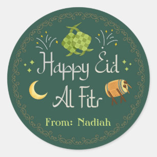 Custom Eid-al-Fitr / Eid Mubarak / Raya Ketupat Classic Round Sticker