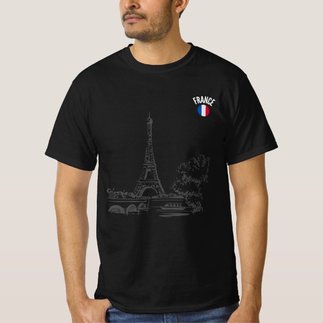 Custom Eiffel Tower France Pride 2026 Black Tee (Front)