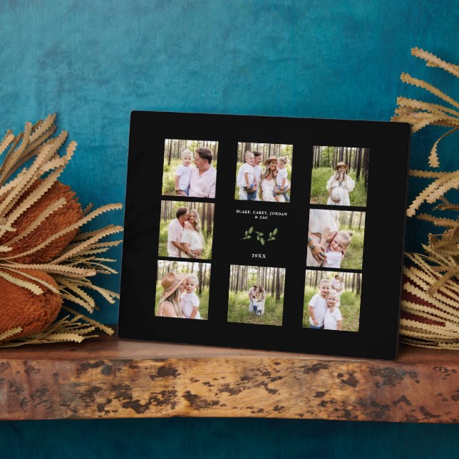Custom Eight Photo Family Collage Black Plaque (Side)