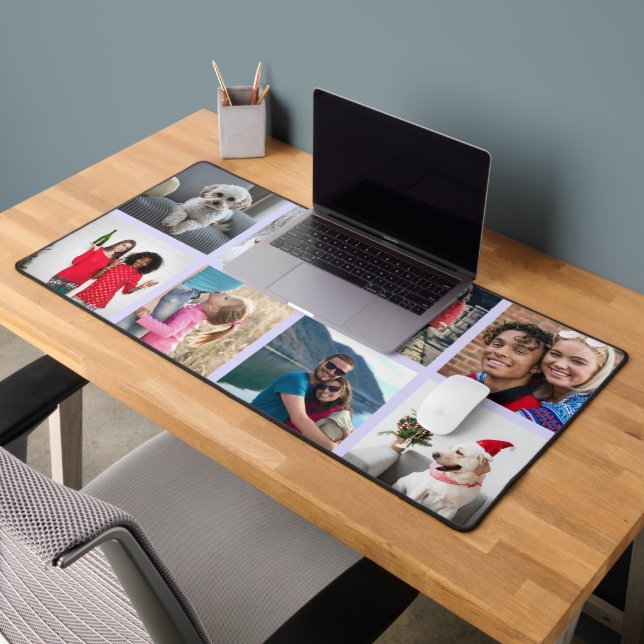 Custom Eight Photo Personalised Desk Mat (Office 2)