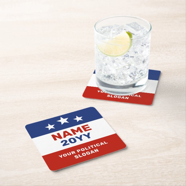 Custom Election Campaign  Square Paper Coaster (Insitu)