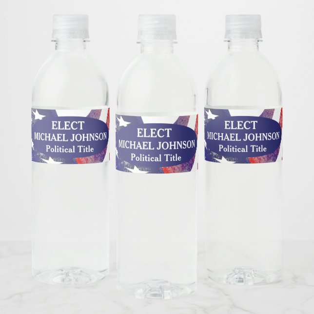 Custom Election Political Campaign  Water Bottle Label (Bottles)