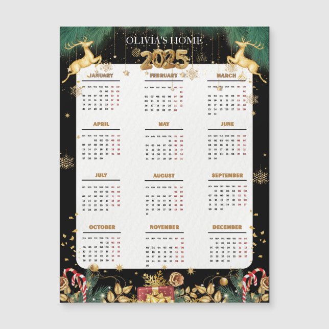 Custom Elegant 2025 Red And Gold Merry Christmas (Front)