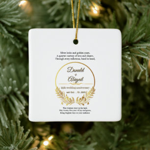 Custom elegant 25th wedding anniversary couple ceramic ornament